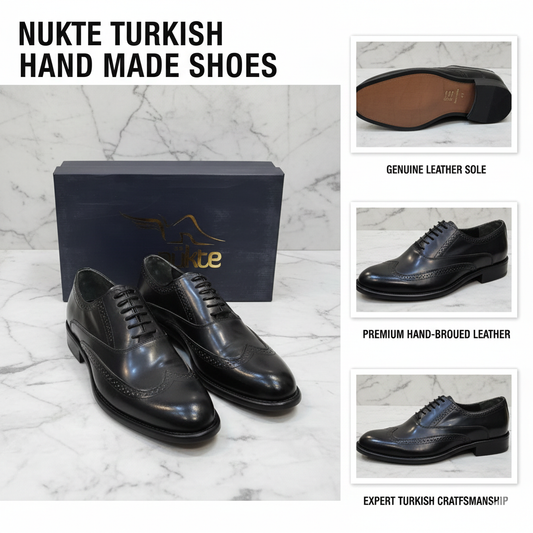 Sepals Hand made Turkish Classic Black Leather Shoes ART009