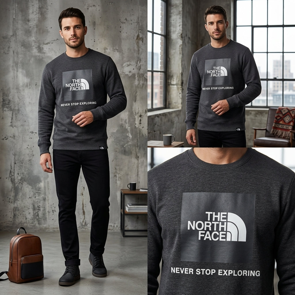 North Face Front Design Grey Warm Shirt, 47864