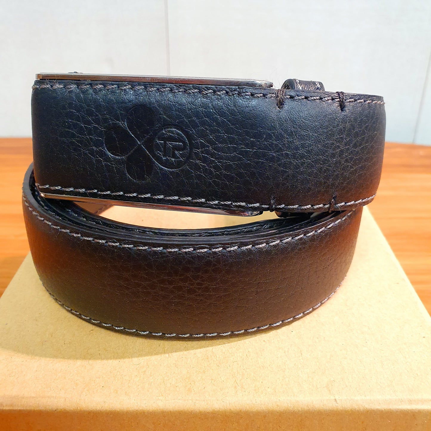 Leather Belt with Box and Pouch