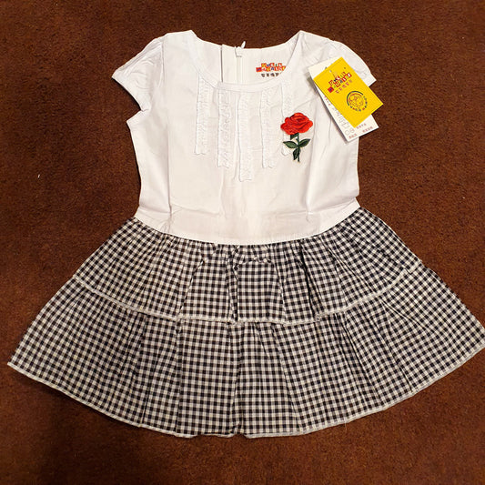 Thai Coton Baby Girl Frock Black & White 7125
