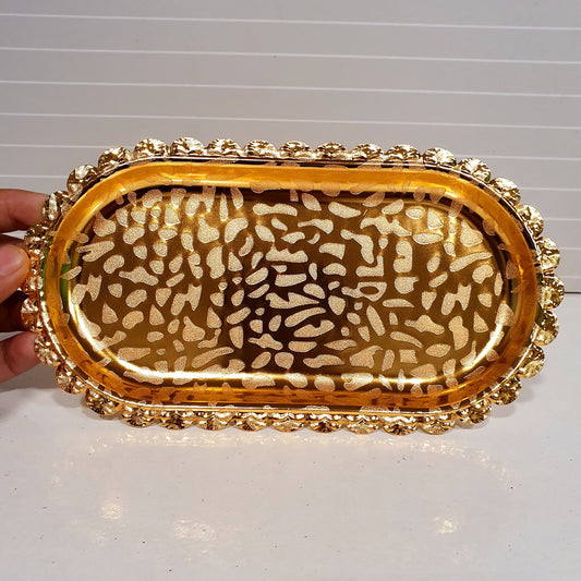 Stainless Steel Golden Serving Tray Oval Style 21400