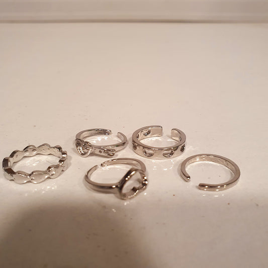 Silver Rings 5 pcs