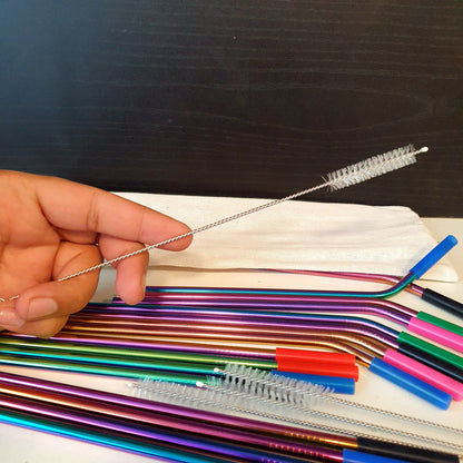 Multicolor Straw Stainless Steel with Cleaning Brush 21070