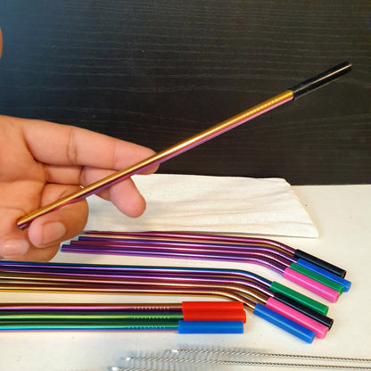 Multicolor Straw Stainless Steel with Cleaning Brush 21070