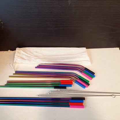 Multicolor Straw Stainless Steel with Cleaning Brush 21070