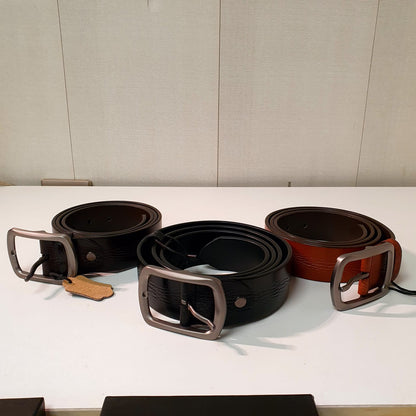 Textured Black Brown Leather Belt 8588