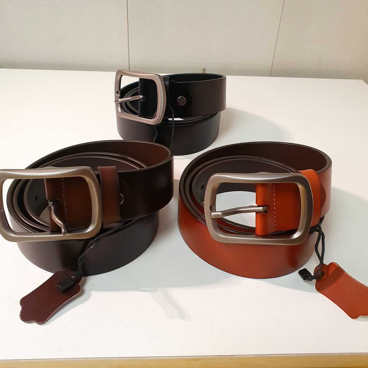 High quality leather Plain Tan Brown Black Belt  8670