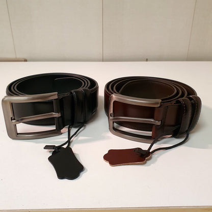 Plain Brown Black Leather Belt 8700