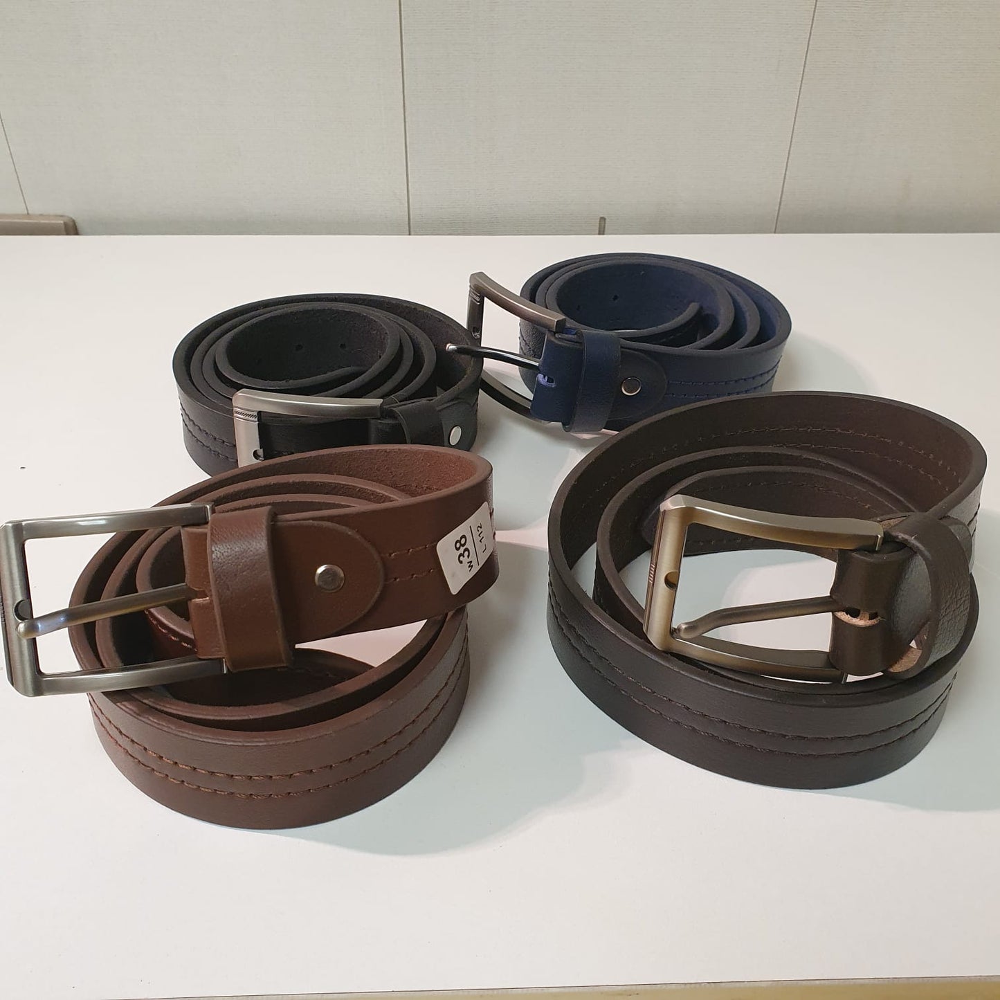 4 Colors Leather Stitched Style Belt 9335