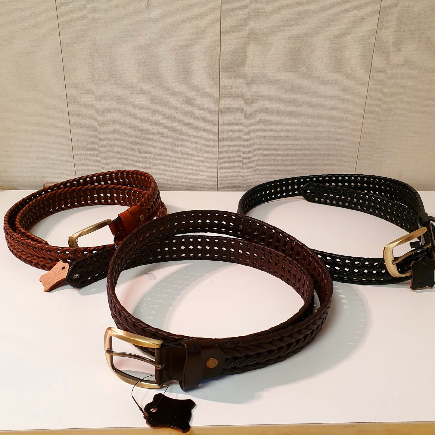 Woven braided Leather Belt 9366
