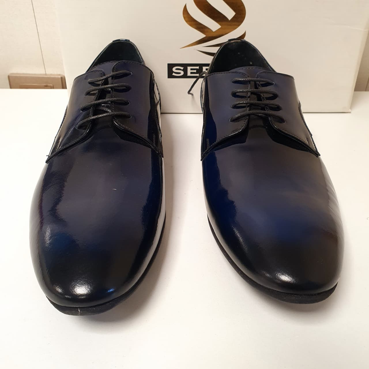 Executive Hand Made Leather Shoes by Sepals Turkey Art#0034 Blue Black