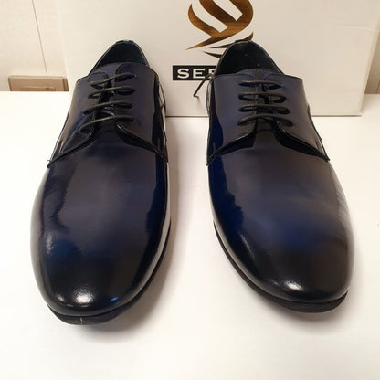 Executive Hand Made Leather Shoes by Sepals Turkey Art#0034 Blue Black
