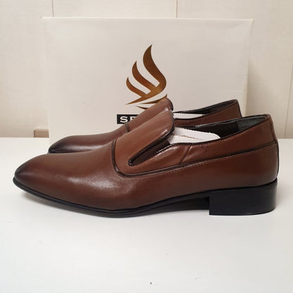 Executive Leather Shoes Brown Hand Made Leather Art #0036