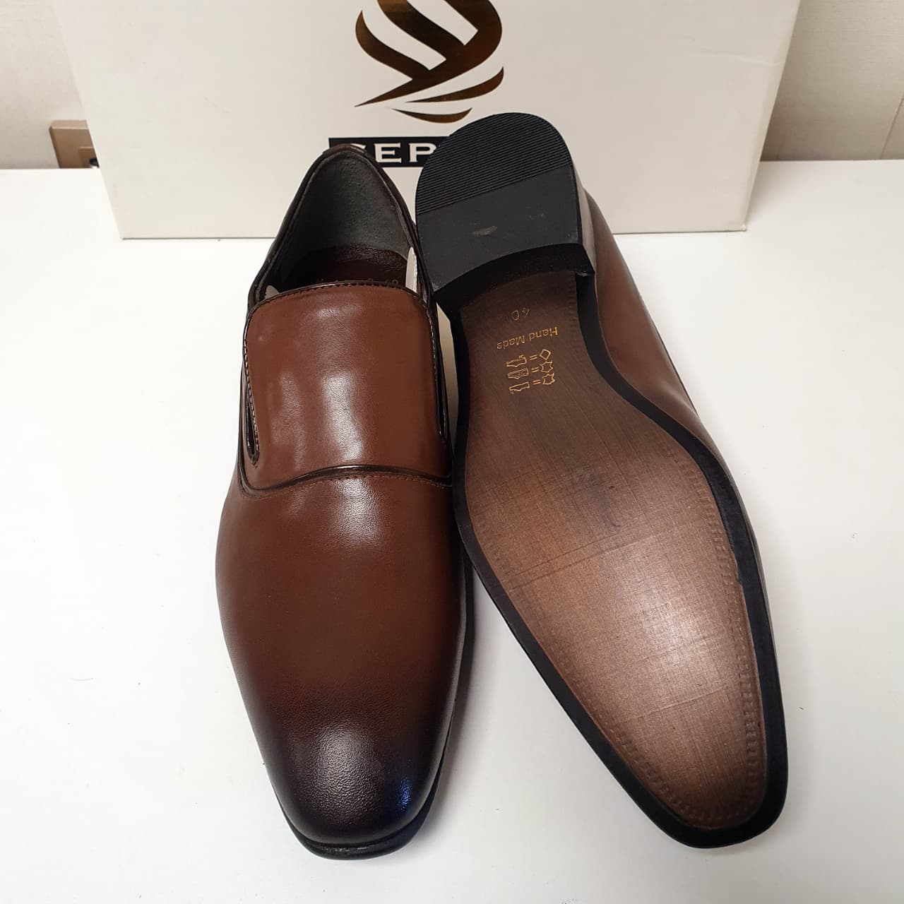 Executive Leather Shoes Brown Hand Made Leather Art #0036