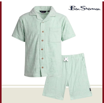 Original Ben Sherman boys 2-piece summer  terry towel Shirt and shorts set