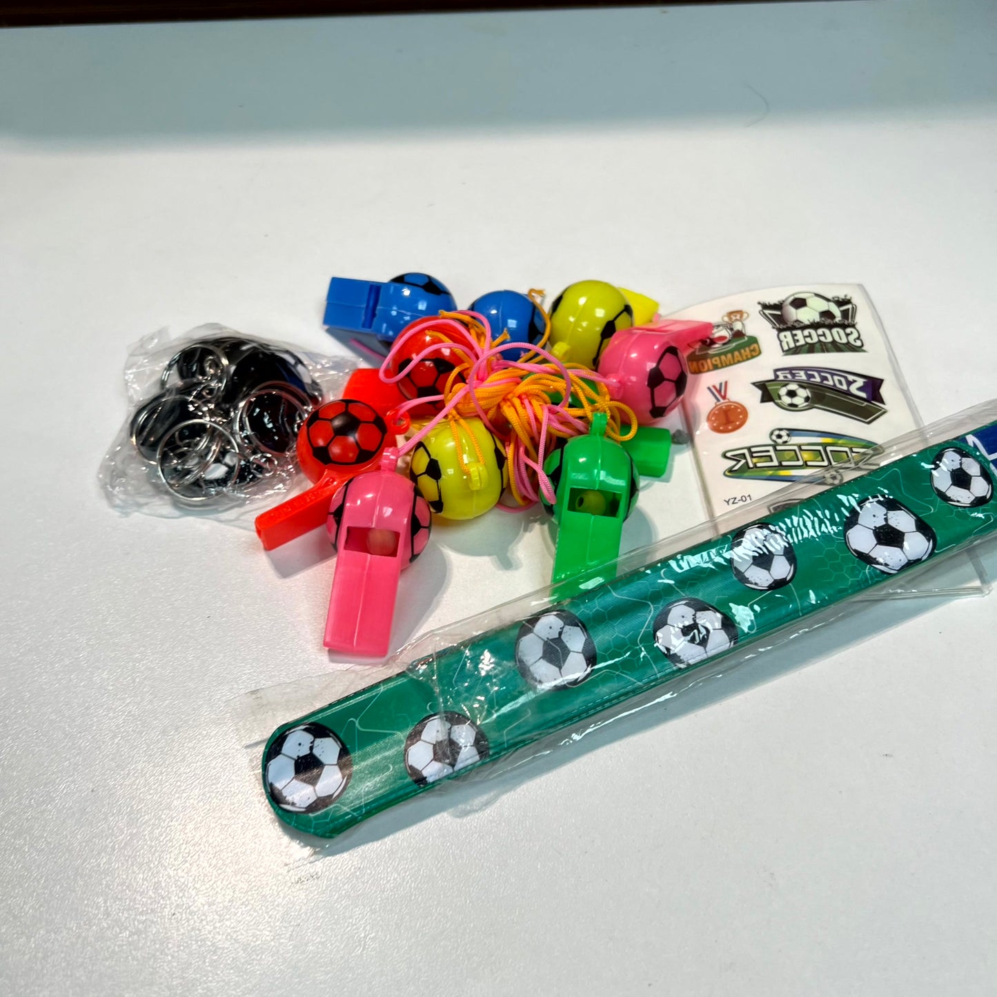 Soccer Whistles Keyring and Sticker Pack