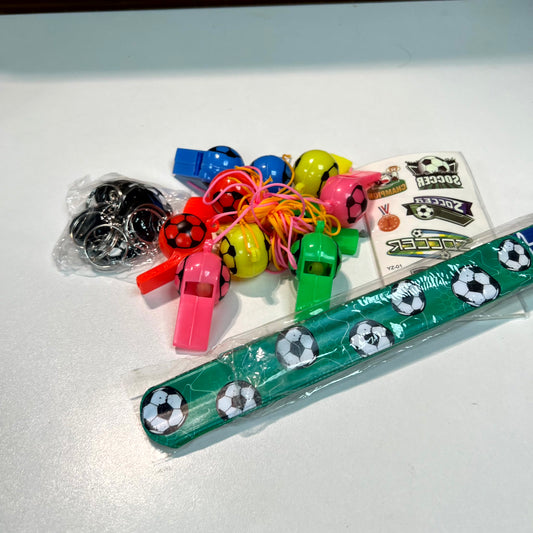 Soccer Whistles Keyring and Sticker Pack