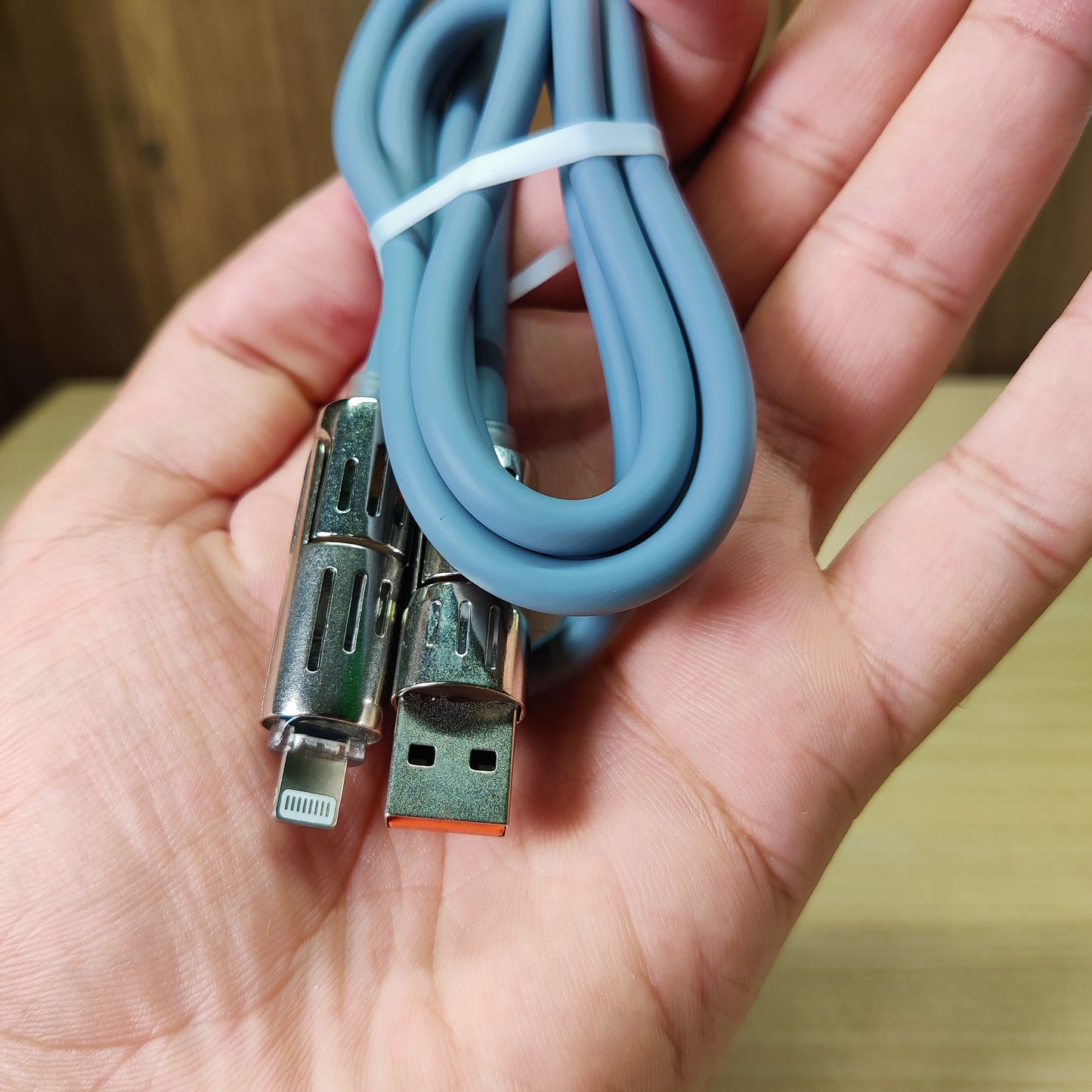 Heavy-Duty USB to Lightning Fast Charge Cable - Soft Blue Silicone
