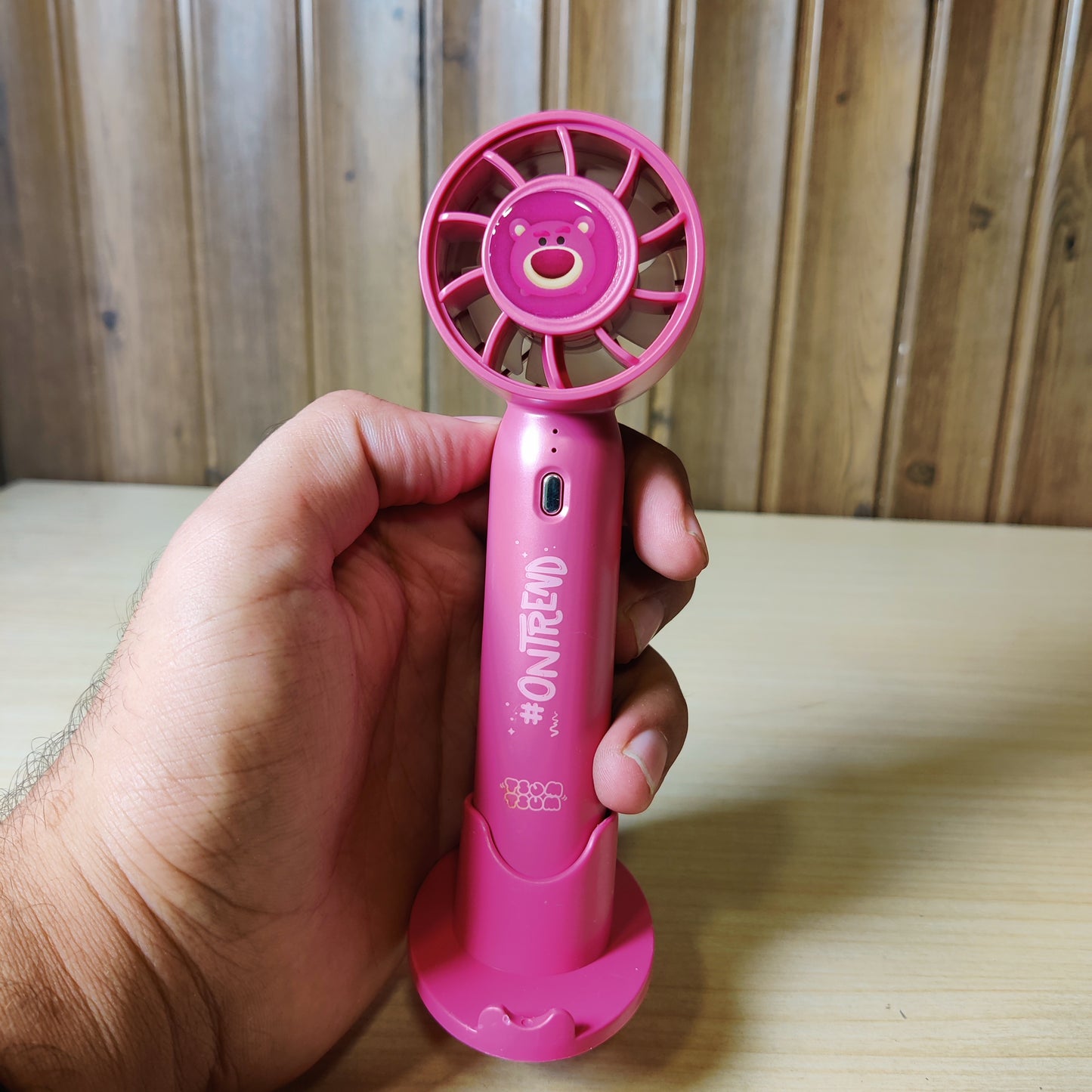 Portable Tsum Tsum Lotso Bear Mini Handheld Fan with Stand