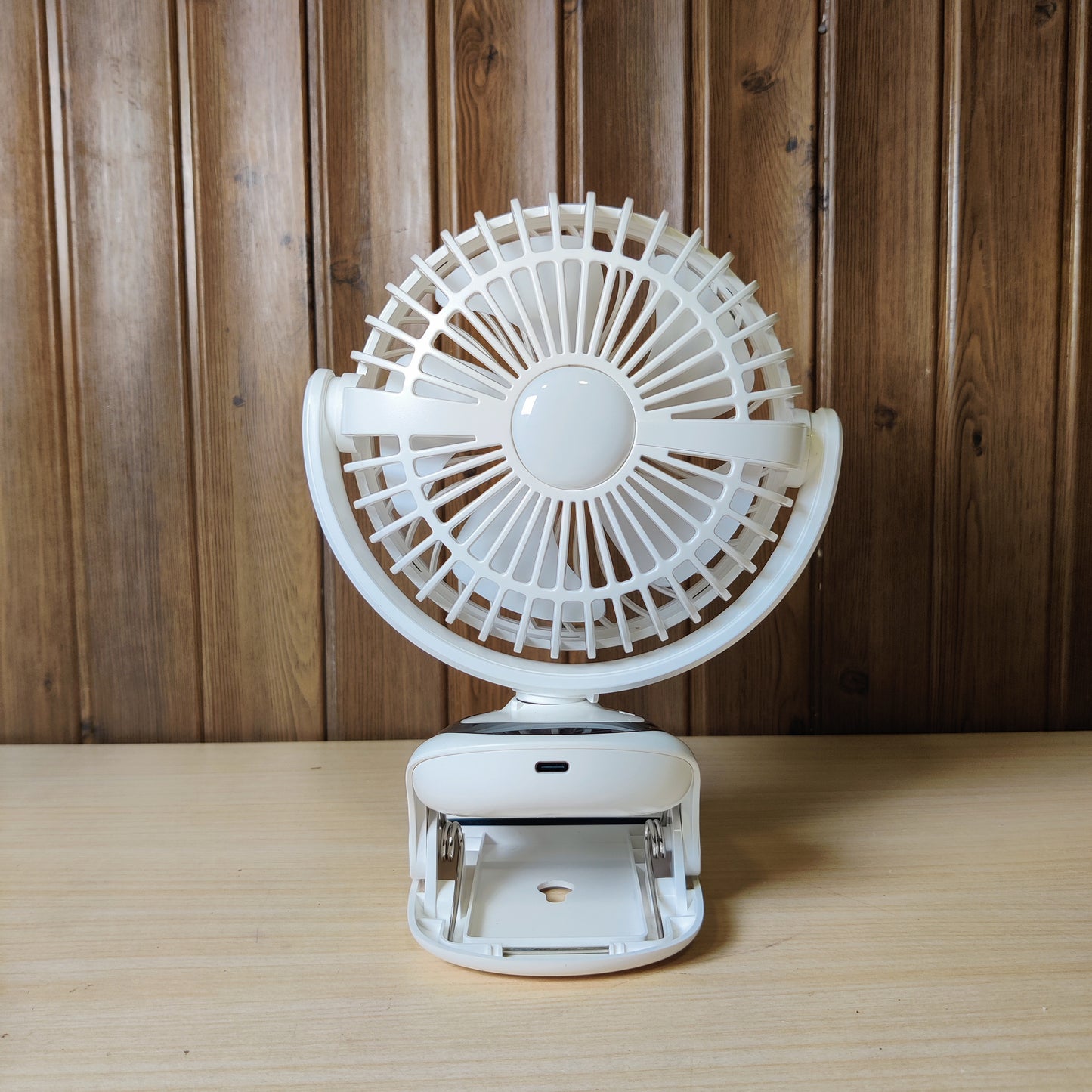 Portable Mini Digital Display Clip Fan - USB Rechargeable Desk Fan