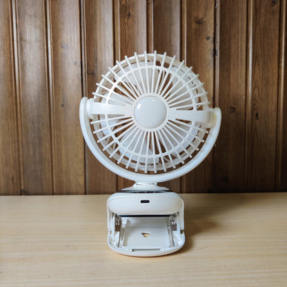Portable Mini Digital Display Clip Fan - USB Rechargeable Desk Fan