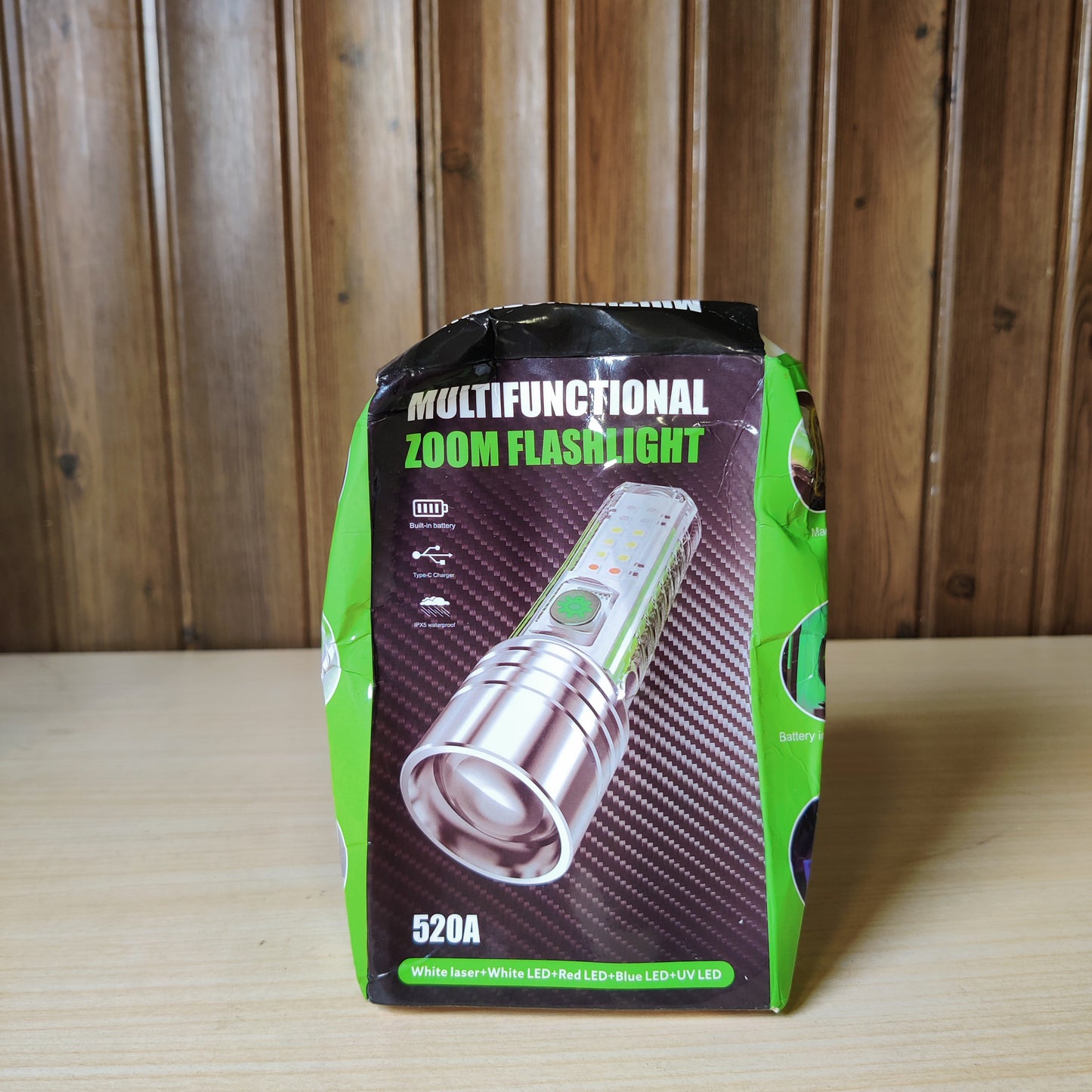 Multifunctional Zoom LED Flashlight with UV & Red/Blue Light