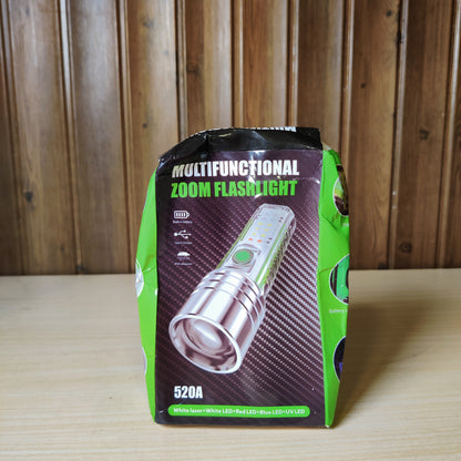 Multifunctional Zoom LED Flashlight with UV & Red/Blue Light