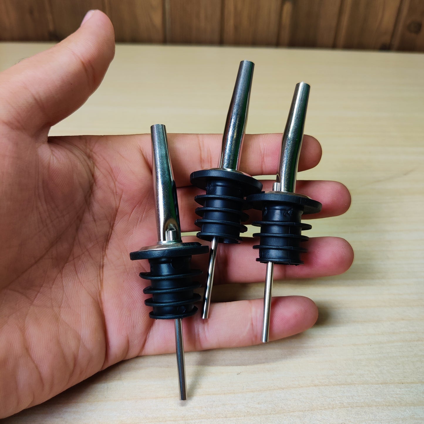 3-Pack Stainless Steel Liquor Bottle Pourers & Oil Spouts