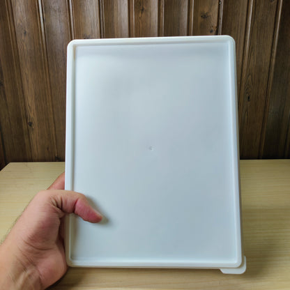 White Plastic Rectangular Storage Tray & Lid