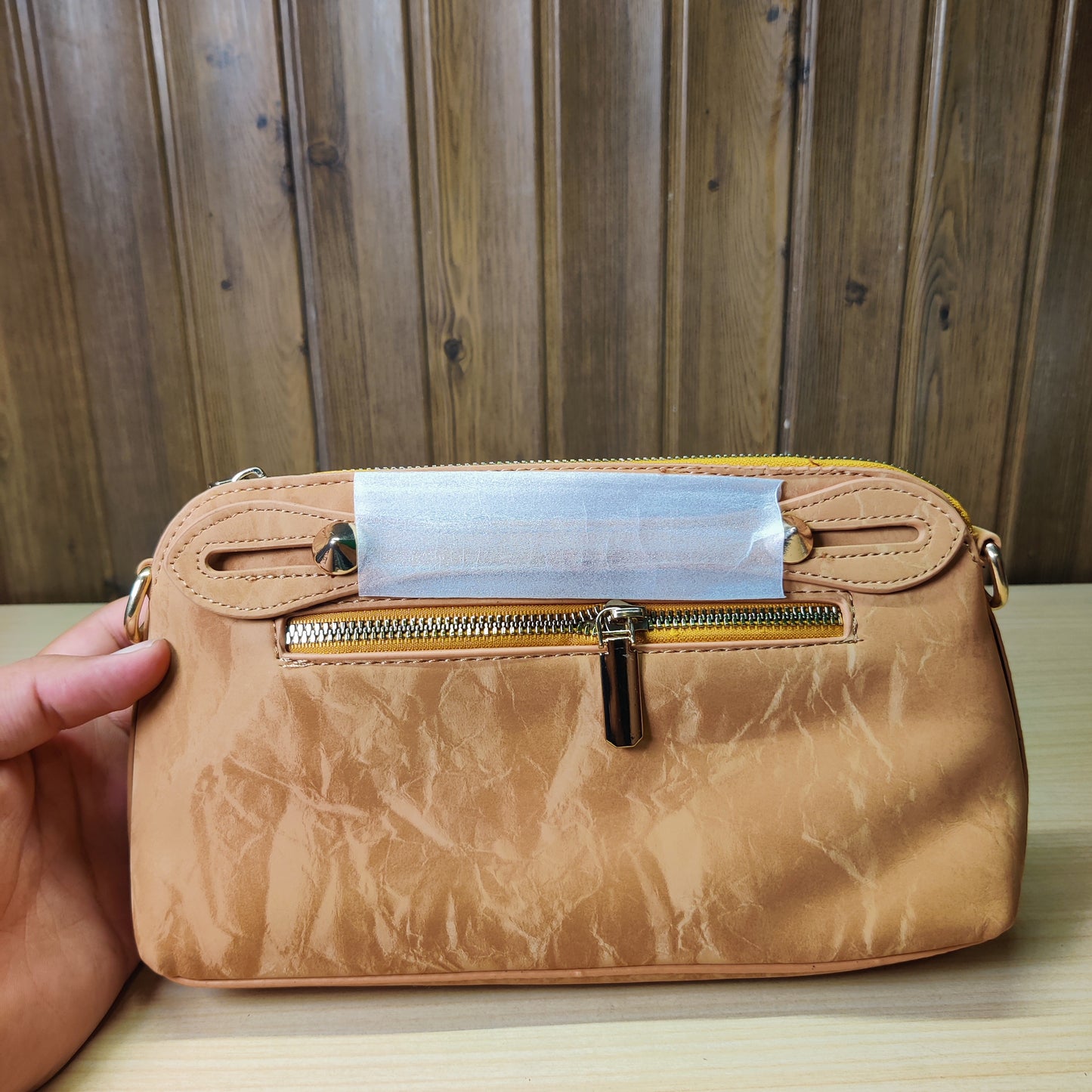 Vintage Marble Texture Tan Shoulder Bag & Clutch