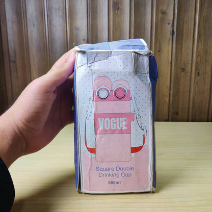 580ml Dual Drink Water Bottle with Strap - Square Drinking Cup