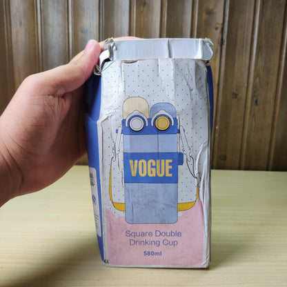 580ml Dual Drink Water Bottle with Strap - Square Drinking Cup