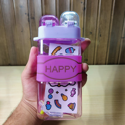 580ml Dual Drink Water Bottle with Strap - Square Drinking Cup
