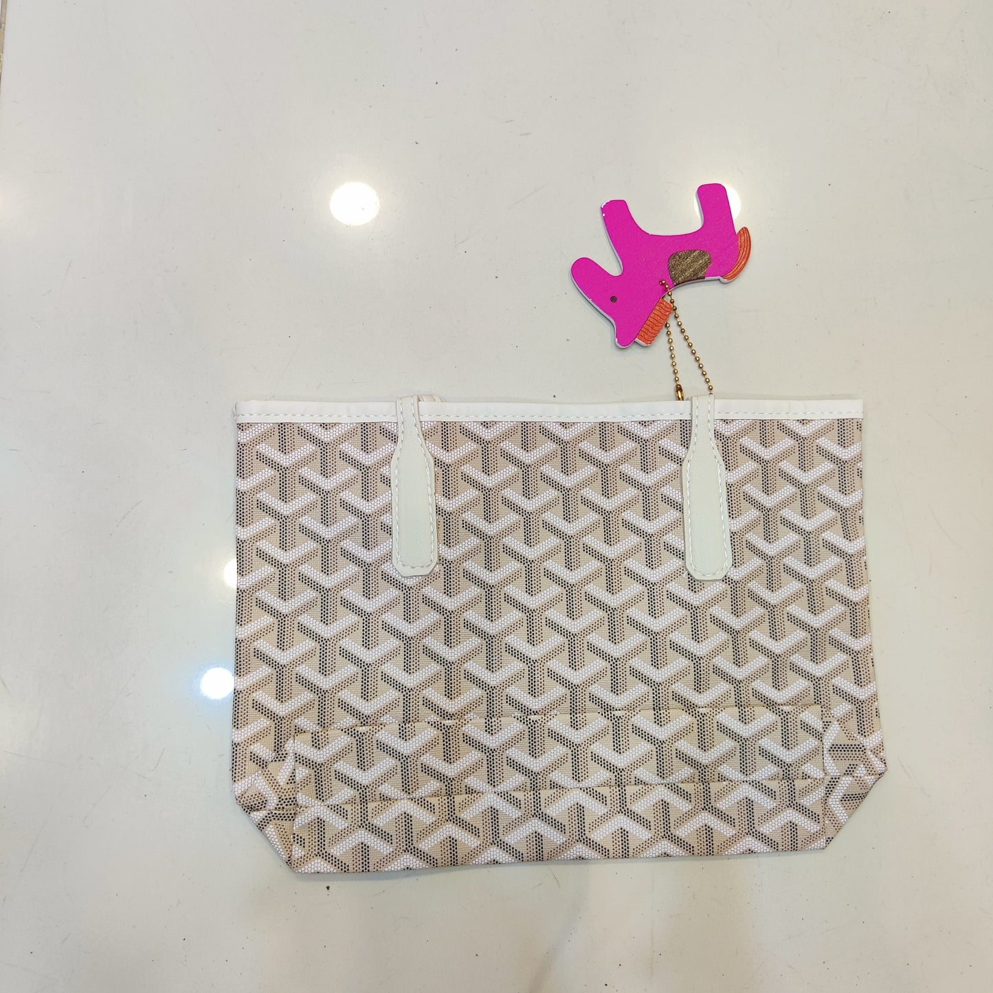 Classic Chevron Canvas Tote Bag for Women - Off-White