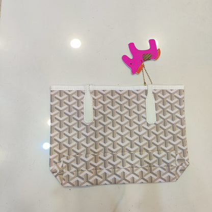 Classic Chevron Canvas Tote Bag for Women - Off-White