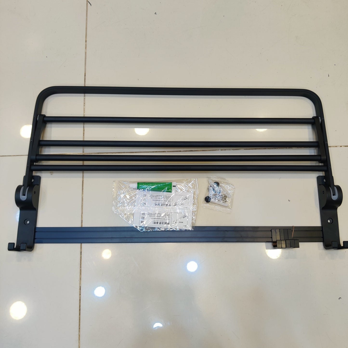 Folding Matte Black Bathroom Towel Rack with Towel Bar & Hooks