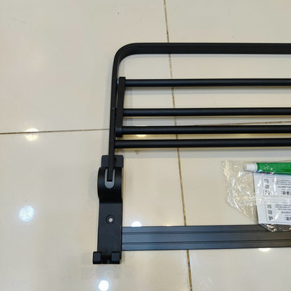 Folding Matte Black Bathroom Towel Rack with Towel Bar & Hooks