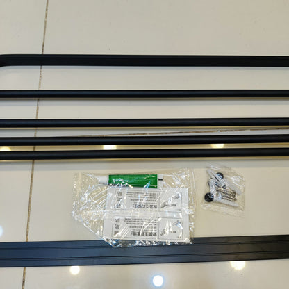 Folding Matte Black Bathroom Towel Rack with Towel Bar & Hooks
