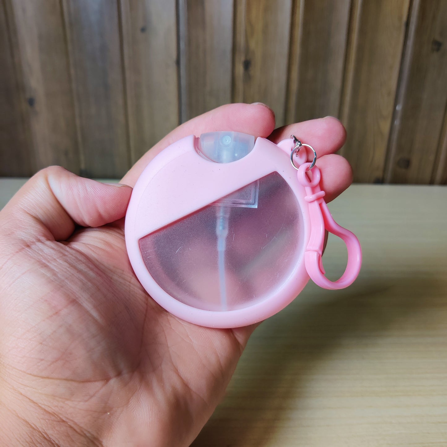 Pink Round Hand Sanitizer Spray Bottle with Keychain