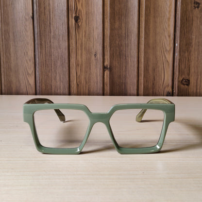 Olive Green Square Thick Eyeglass Frames