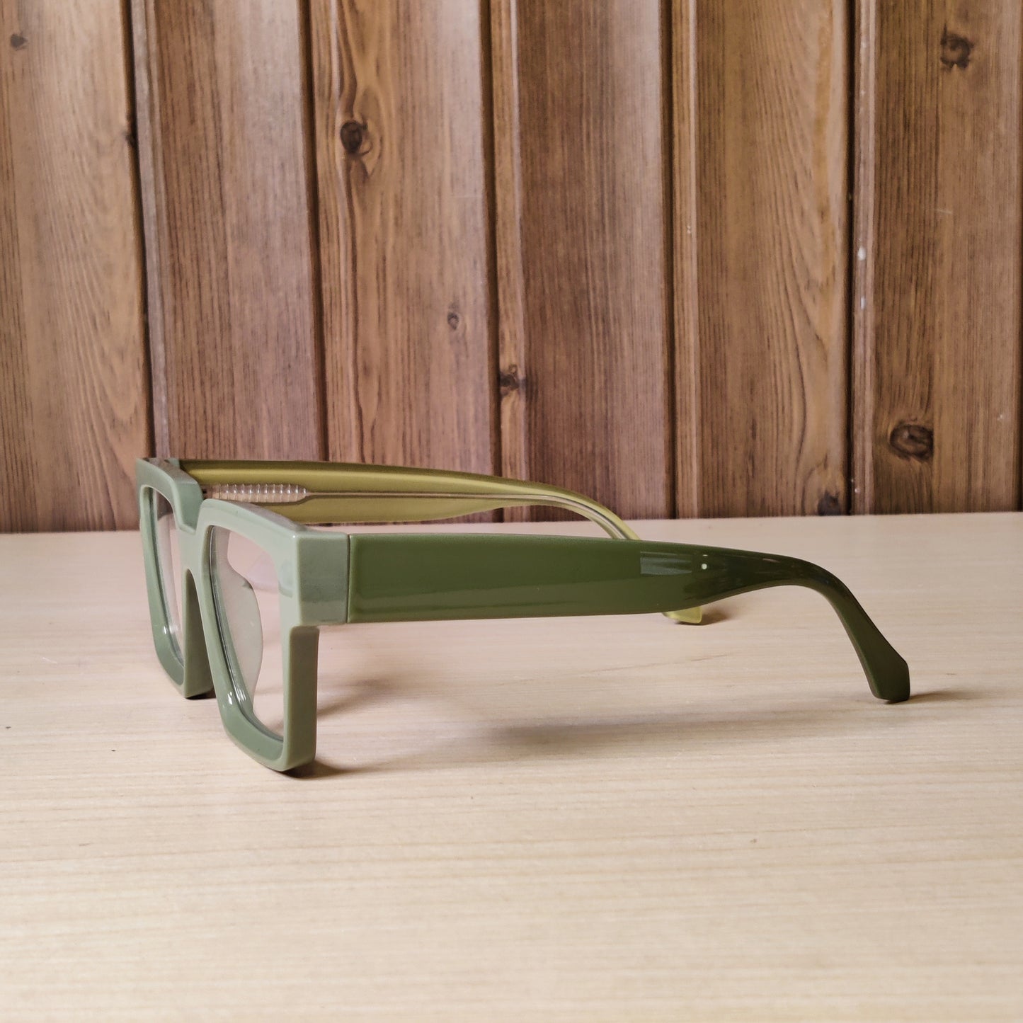 Olive Green Square Thick Eyeglass Frames