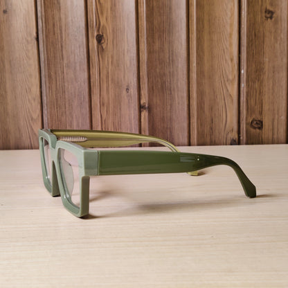 Olive Green Square Thick Eyeglass Frames
