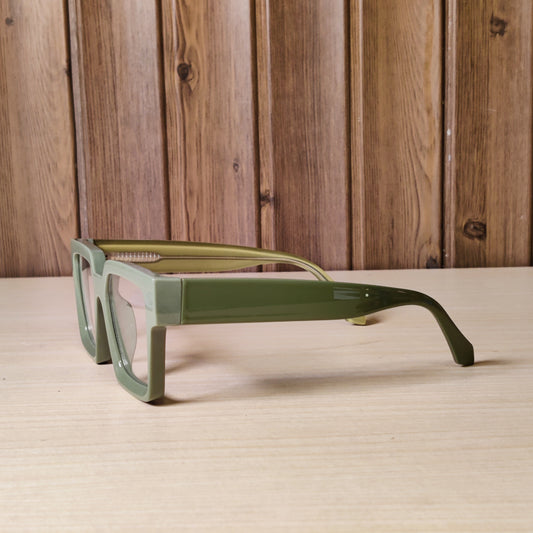 Olive Green Square Thick Eyeglass Frames
