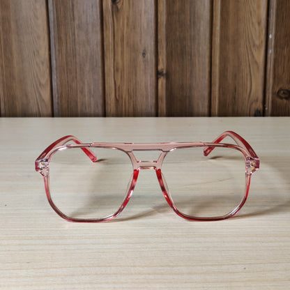 Transparent Pink Double Bridge Eyeglasses Frame