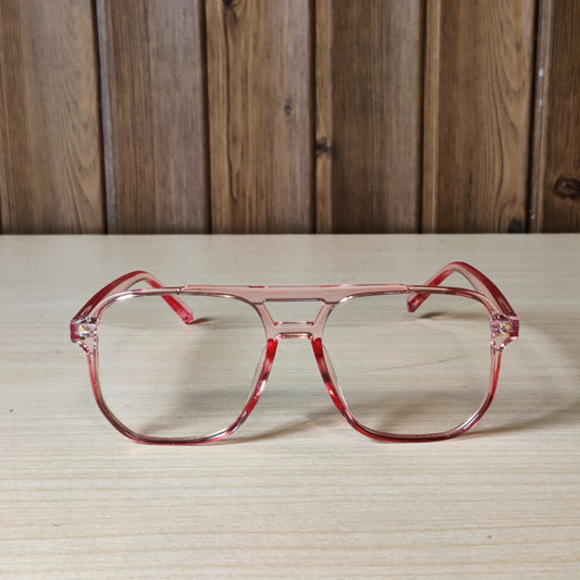 Transparent Pink Double Bridge Eyeglasses Frame