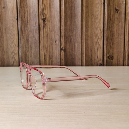 Transparent Pink Double Bridge Eyeglasses Frame