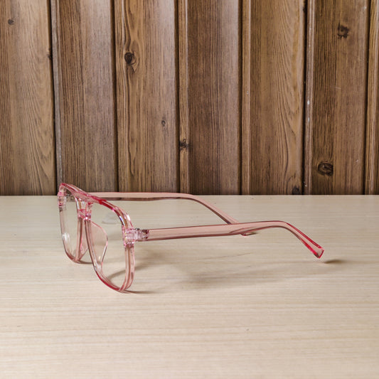 Transparent Pink Double Bridge Eyeglasses Frame