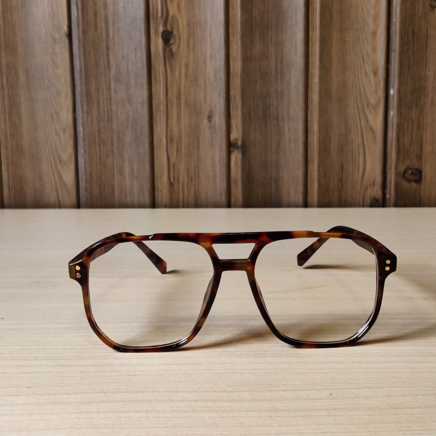 Tortoiseshell Double Bridge Aviator Glasses Frame