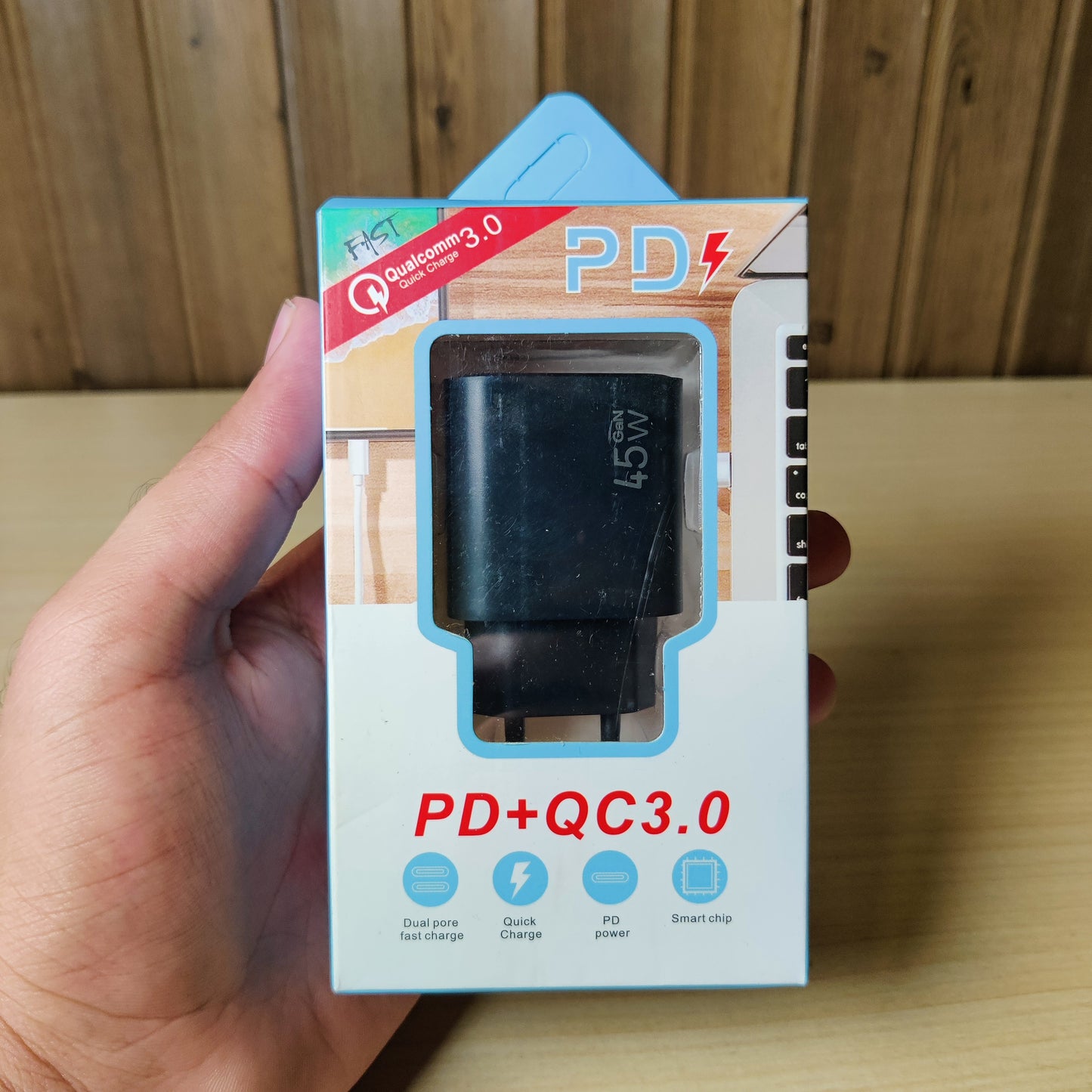 45W GaN PD + QC 3.0 Fast Wall Charger