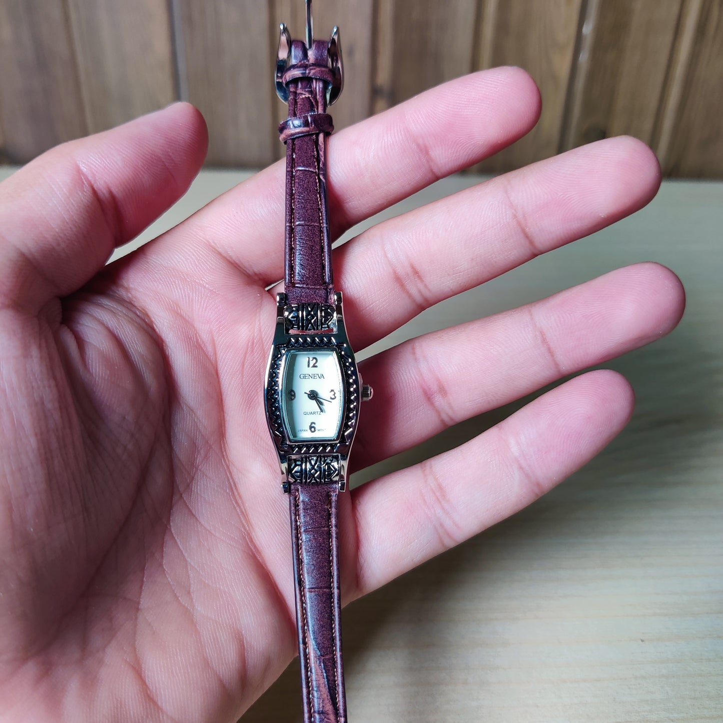 Geneva Women's Quartz Watch with Brown Leather Strap